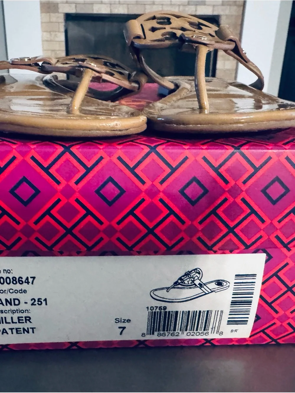 Tory Burch Miller Patent Leather Sandals - Sand - Size 7